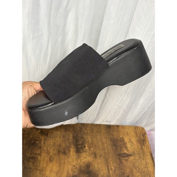 Steve Madden Sz 38 (7.5) Black Slinky 30 Slide Sandals 90s Y2K Chunky Platform - Picture 7 of 10